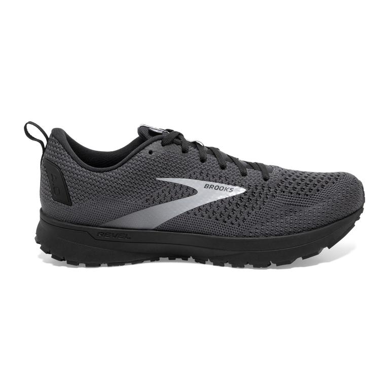 Brooks Revel 4 Road Running Shoes - Men's - Ebony/Black/Grey (24391-PBZX)